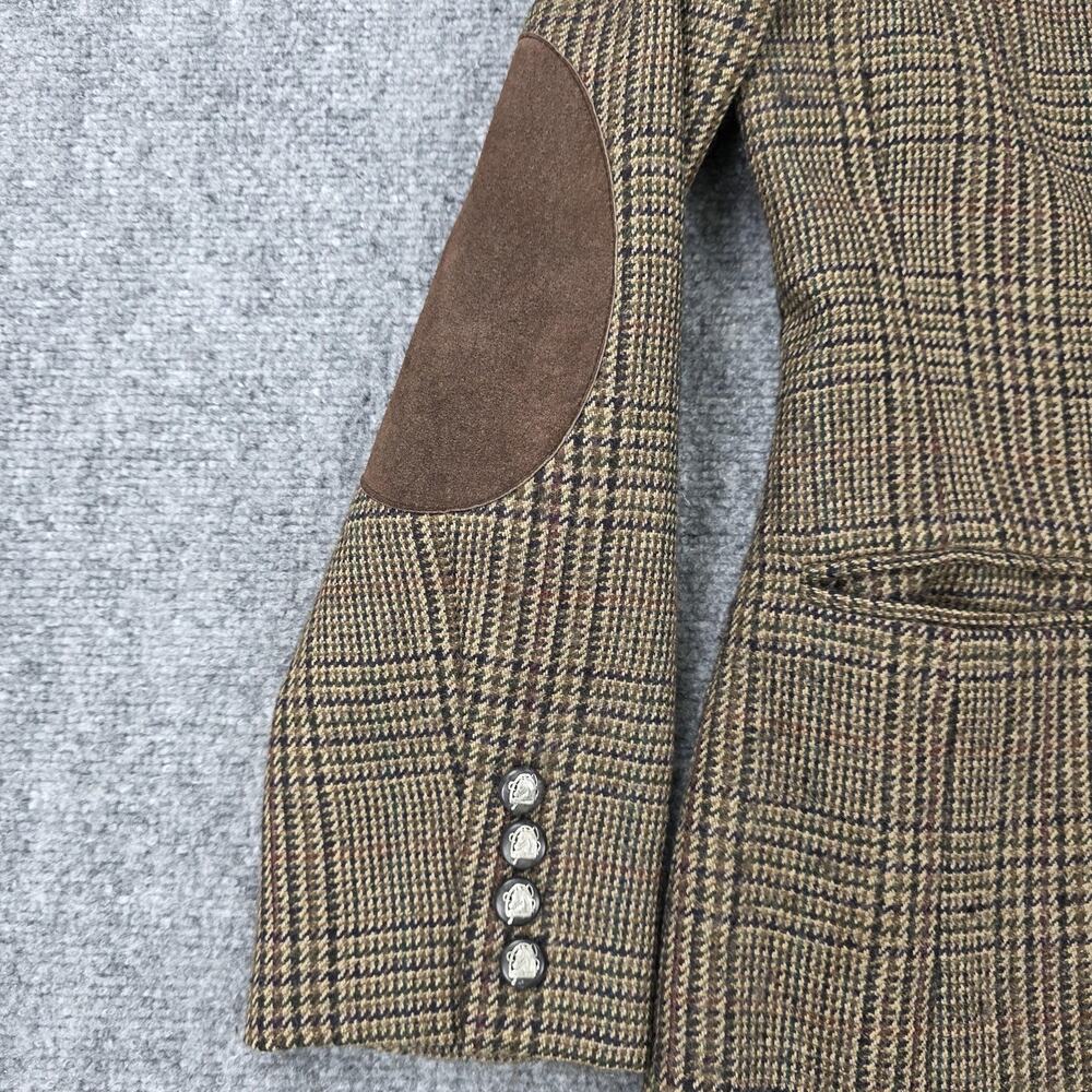 Lauren Ralph Lauren Blazer Womens 4P Brown Plaid Wool Alpaca Tweed Elbow Patch - Picture 10 of 16